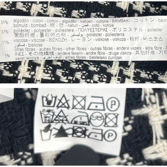 Zara Women’s Blazer‎ Jacket M Tweed Textured Plaid Black White Oversized Shacket - Picture 16 of 16